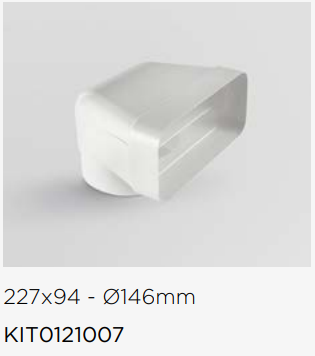 ELICA koljeno okruglo/pravokutno 227x94  Ø146mm – KIT0121007